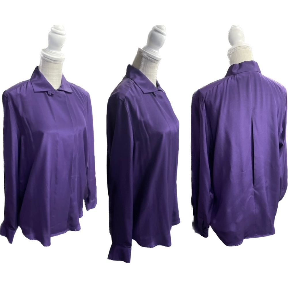 MARK SHALE | 12 / L | Silk Vintage Covered Placket Women’s Button Down Blouse